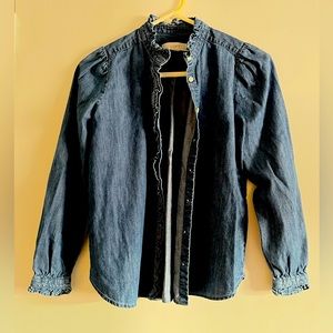 XXSP LOFT ruffled denim button down
